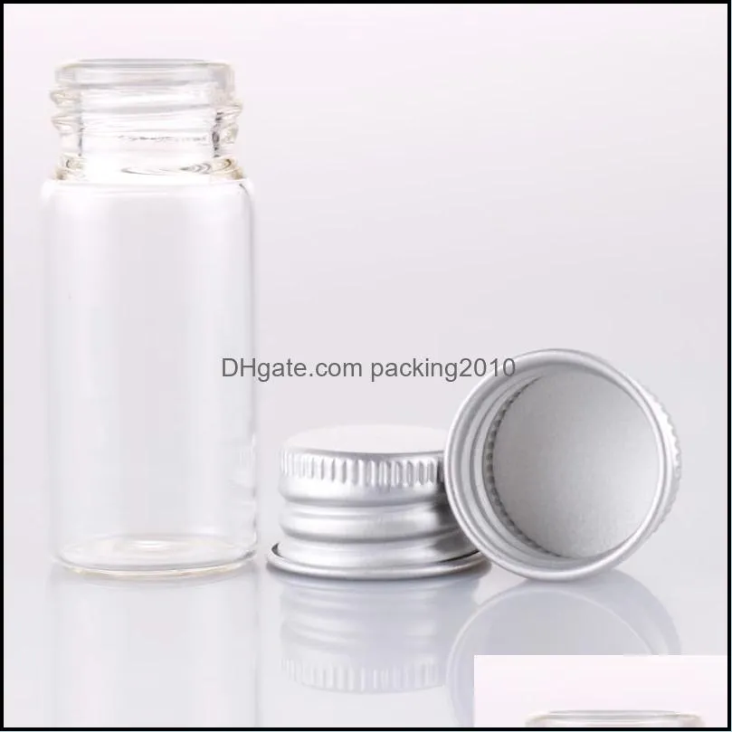 10ml 22x50x10MM Empty Jar Cosmetic Containers Glass Sample Bottle With Aluminium Cap Small Refillable Bottles Packaging