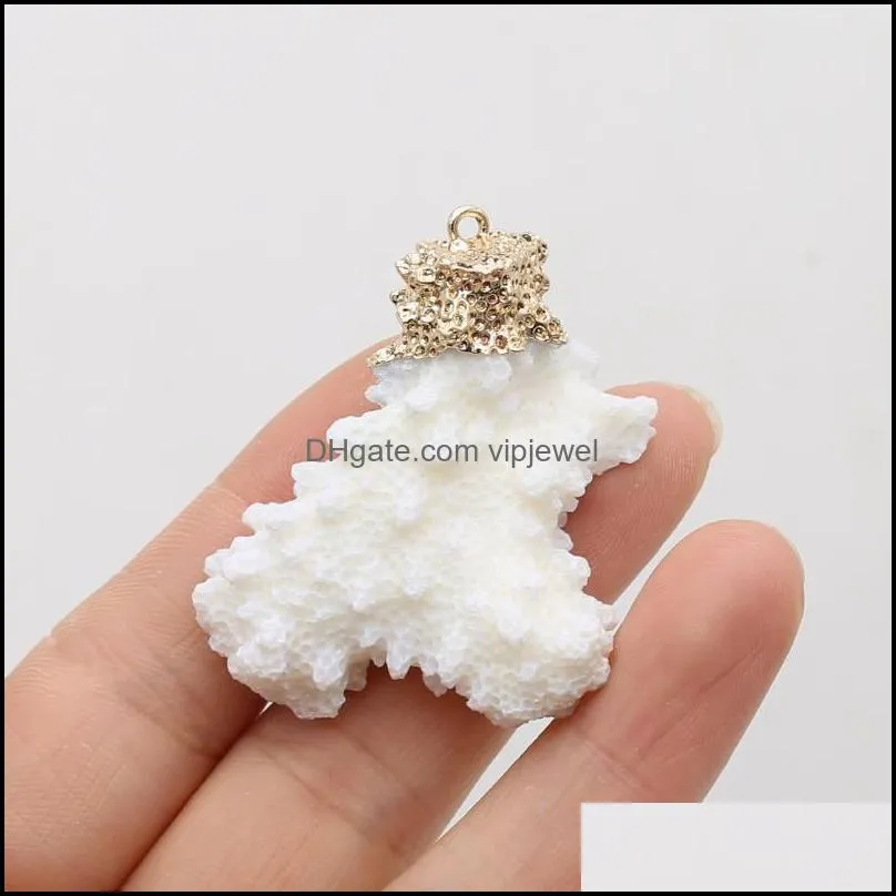 charms natural white coral shell irregular jewelry fashion pendant accessories for making diy ladies necklace earrings giftcharms