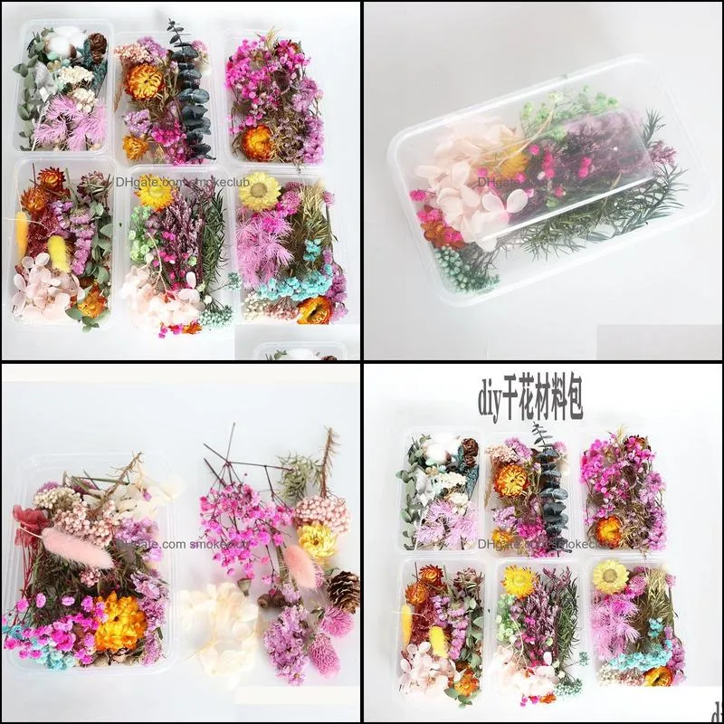 DIY Material Package Immortal Flower Boxed Mixed Dried Flower Candle Aromatherapy Handmade Group Fan Embossed Photo Frame Material Package Photography