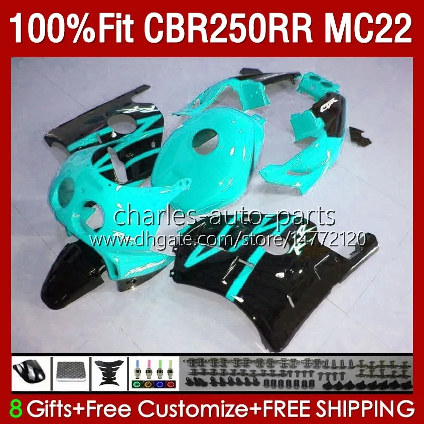 Injektion för Honda MC22 CBR 250RR 250 RR CBR250 Black Cyan CC 90 91 92 93 94 95 96 97 98 99 131NO.198 CBR250RR CBR 250CC 1990 1991 1992 1993 1996 1997 1998 1999 Fairings