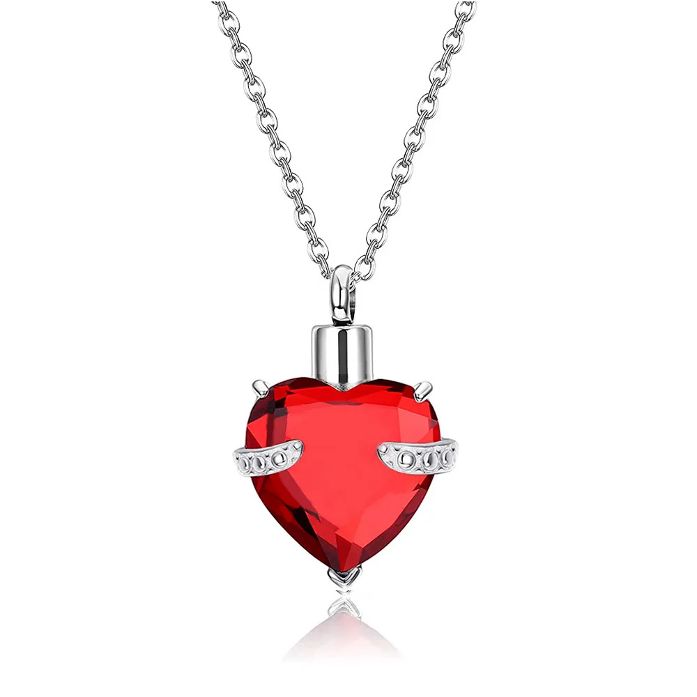 Heart Cremation Ashes Urn Necklace - 925 Sterling Silver Double Heart