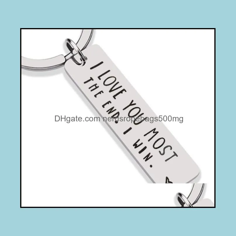 Keyrings Stainless Steel I Love You Most Morevparty favor The End I Win Couples Keychain Metal Key Holders RRB14600