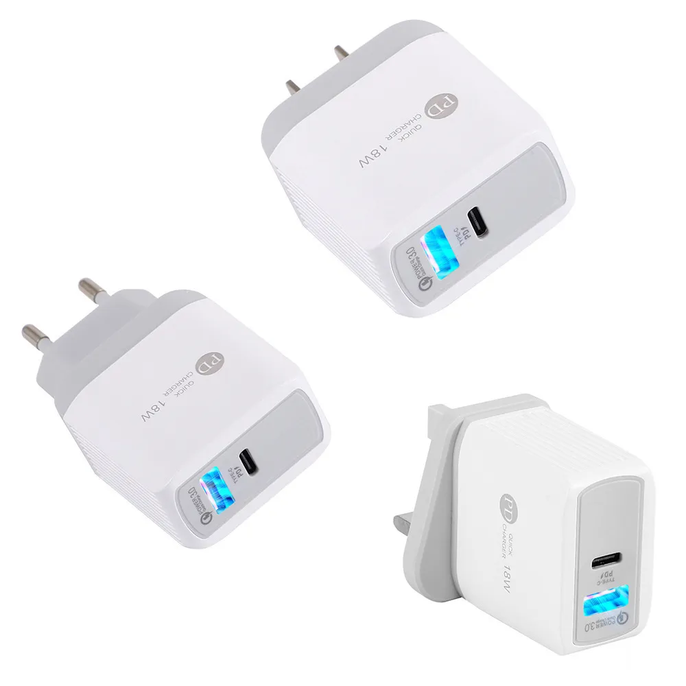 Tipo c Caricabatterie 20W 25W 18W EU US UK Ac Quick PD QC3.0 Adattatore caricabatterie da muro per Iphone 11 12 Pro Max Samsung Tablet PC