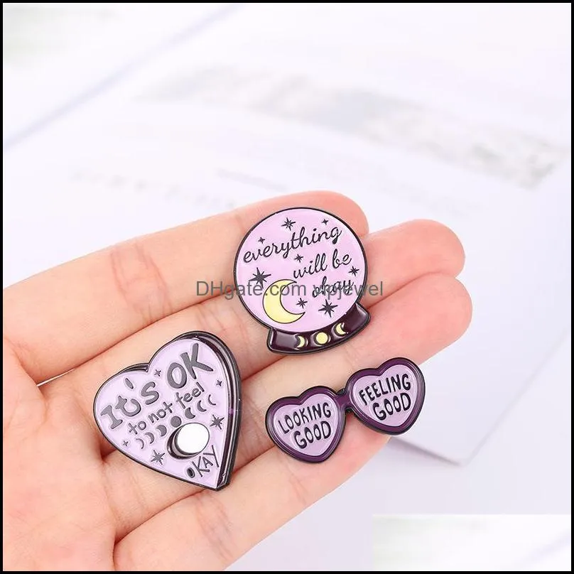 20 pcs/lot women heart moon star collar brooches coffee cup alloy round letter lapel pin jewelry accessories hat backpack clothes anti-light buckle