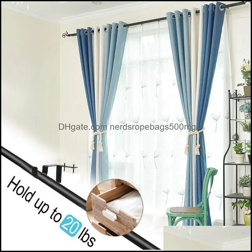 Other Home Decor 2PCS/SET Durable Curtain Rod Bracket Hang Holders Tap Right Into Window Frame Double Hardware