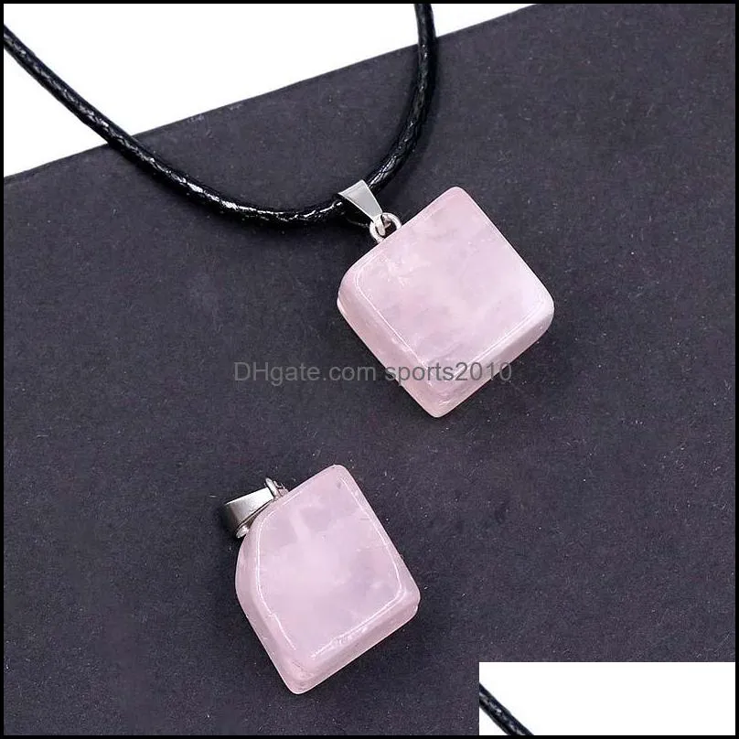 natural crystal irregular agate stone pendant reiki healing crystals charms rope chain necklace for women men