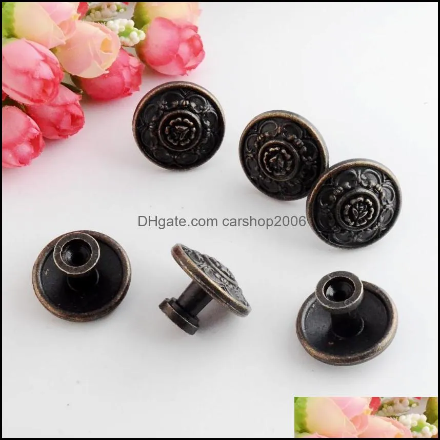 Wholesale- Free Shipping 4PCs Jewelry Wooden Box Pull Handle Dresser Drawer For Cabinet Door Round Antique Bronze J3143-J3151