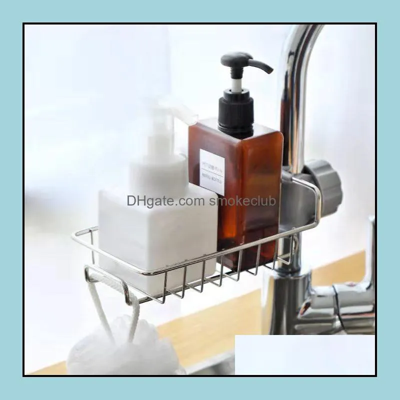 Innovative SimpleHollow Design Draining And Ventilating Household Kitchen SinkFaucet Racks Stainless Steel Creative Single Layer Rag Sanitary Ware Storage