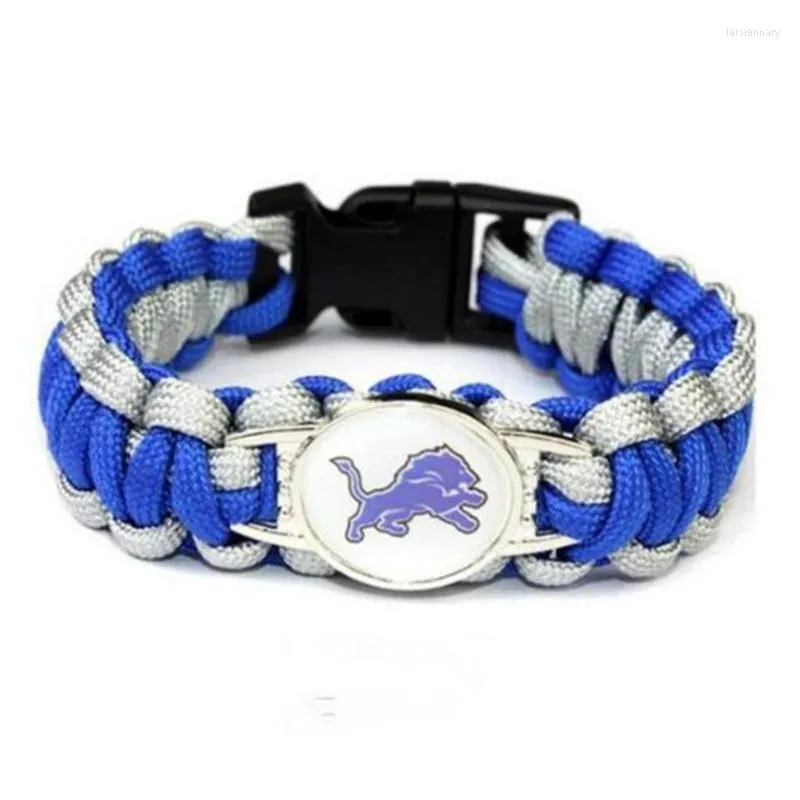 Charm Bracelets Drop Football Lions Team Bracelet Custom Paracord Survival For Sports Fans JewelryCharm Lars22