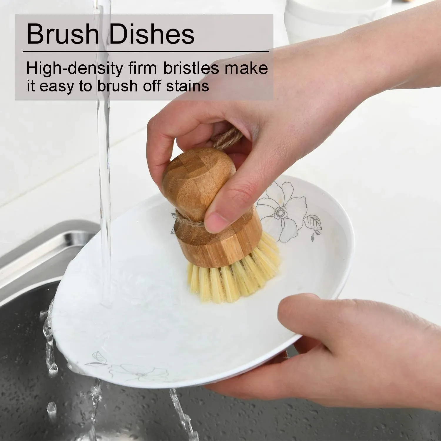 Bamboo Dish Scrub Brushes, Kitchen Wooden Cleaning Scrubbers for Washing Cast Iron Pan/Pot, Natural Sisal Bristles DHL F0422