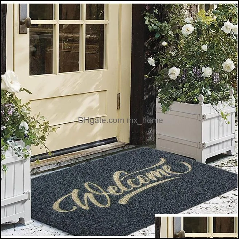 Polyester Zwart Bruin Entree Deurmat TPR Rubber Badkamer Keuken Antislip Welkom Mat Modder-Verwijderen Zandstrook Vloer Tapijt Drop Levering 2