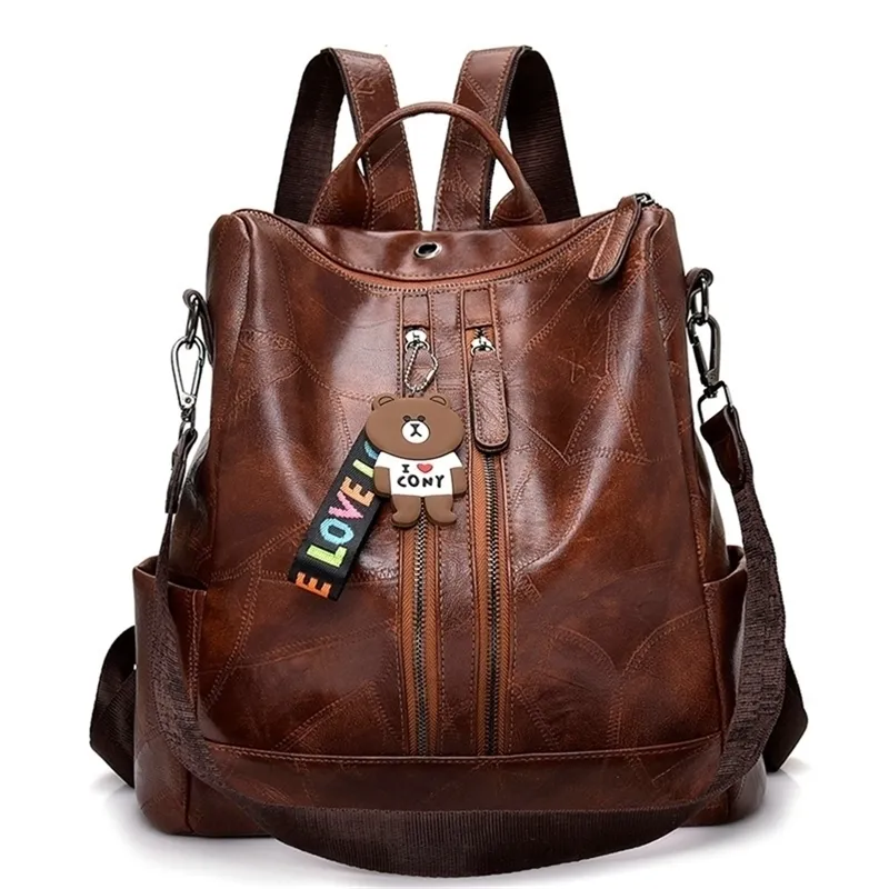 Винтажные женщины рюкзак высококачественный молодежный кожаный рюкзаки для девочек -подростков, женская школьная сумка для плеча багпак, мочила Y201224