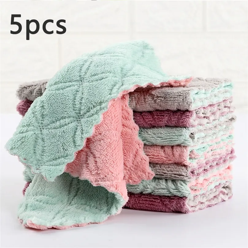 135pcs Cleaning Cloth Kitchen Antigrease wipping rags Absorbent Microfiber Rags home washing dish kitchen Towels 220727