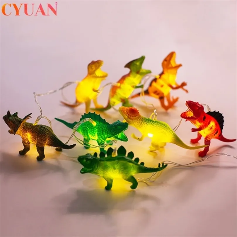 2m LED Dinosaur String Light Jurassic World Decor Fairy Lights Ghirlanda Camera dei bambini Boy Birthday Party Decor Regali per bambini Giocattolo 220815