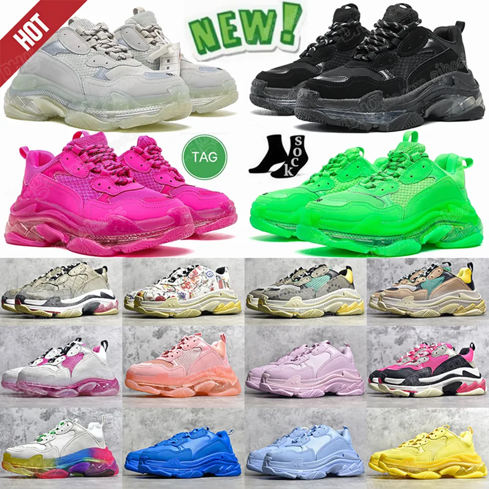 Bulk Triple S Crystal Bottom Sneakers Men Women Casual Shoes Platform Outdoor Trainer Leather PVC Mesh 2024 From Ooutdoor 66.49 DHgate.Com