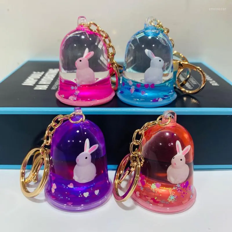 Keychains Creative Colorful Floating Keychain Cute 4 Style Moving Liquid Women Car Bag Pendant Gadgets Toys Gift KeychainKainKains Emel22