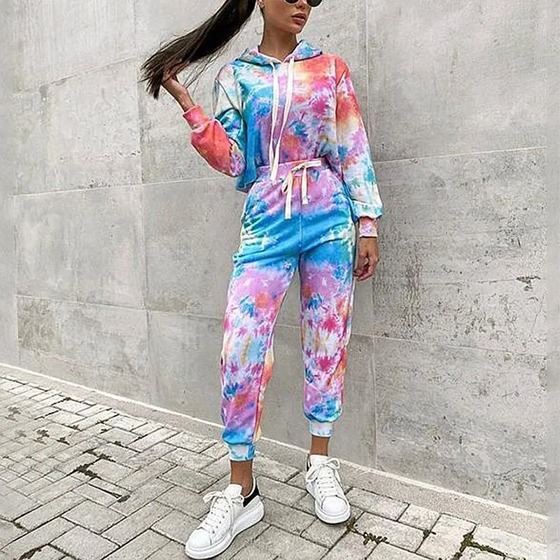 Balteral 2022 Tie Dye Женщины две части Костюма красочный отпечаток эластичный свободный осенний наряд весны женская спортивные костюмы