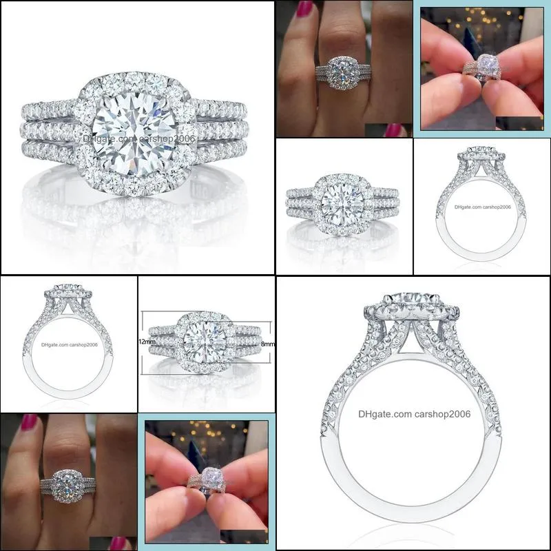 Silver Color Engagement Wedding Rings for Women Elegant Cushion Shaped Design Female Ring Fashion Jewelry