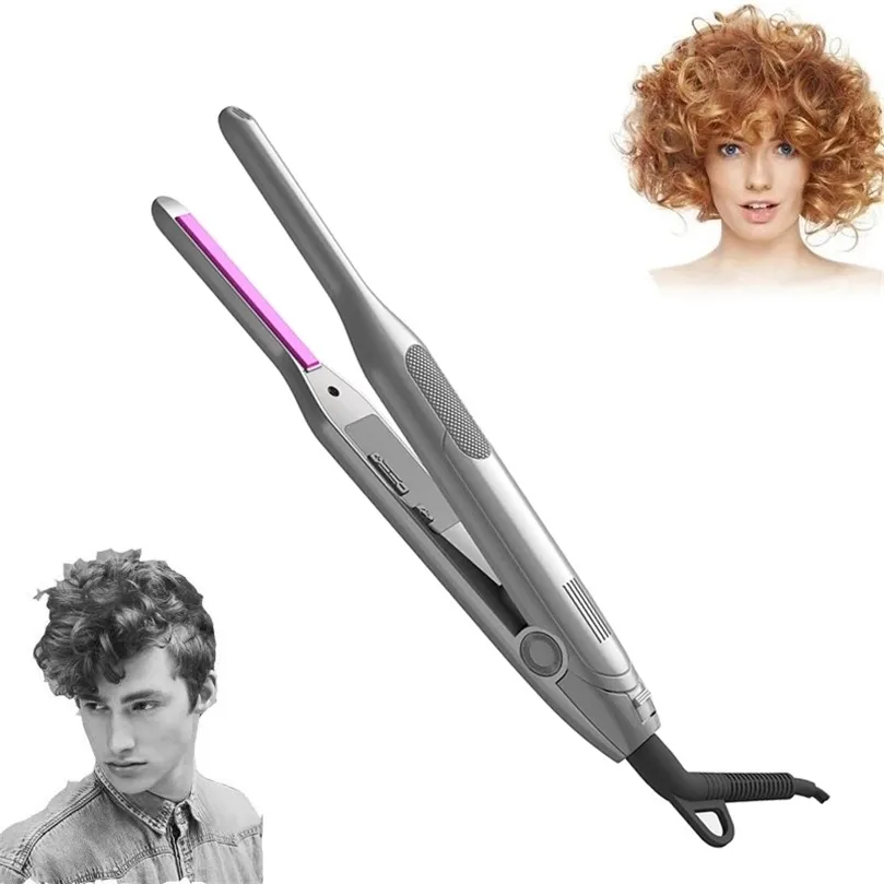 Mini Teddy Wave Portable tunnaste plattan Morgan Pencil Hair rätare curler curling järn för unisex kort hårskägg styler 220727