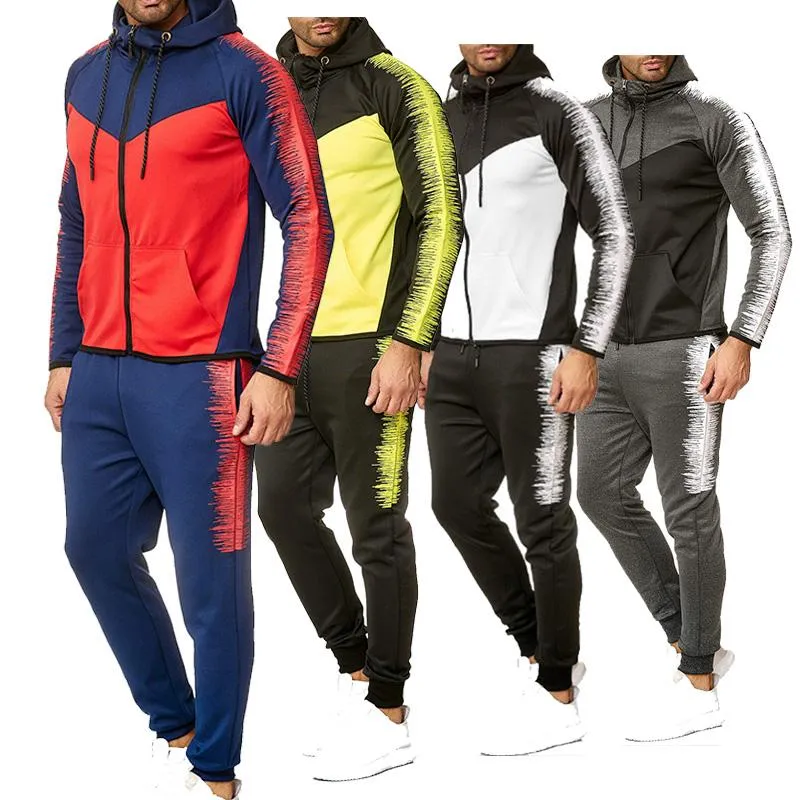 Herrspårsperioder Set Set Male Colorful Plaid Men Sport Zipper Suit Autumn Sweatshirt Running Jackets Gyms Mens Setmen's