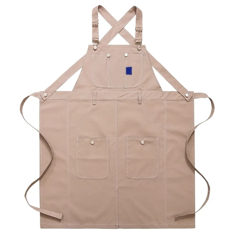 New Adjustable Professional Grade Chef Apron for Kitchen BBQ Tool Pockets woman Man Canvas Bib Quick Release Buckle M to XL 201007