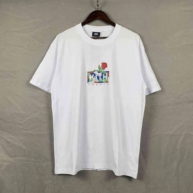티셔츠 남자 키스 여름 짧은 슬리브 트렌디 인쇄 키스 캐주얼 다목적 반 탑 레드 로즈 인쇄 6ewc tshirts 브랜드