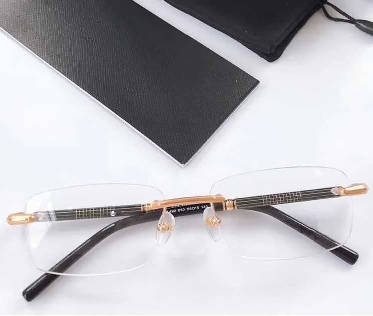 男性ビジネスリムレス光学メガネフレームブランドデザイナースクエアメンズアイグラス眼鏡フレームスペクタクルフレーム処方レンズレンズマンMB492眼鏡付き眼鏡