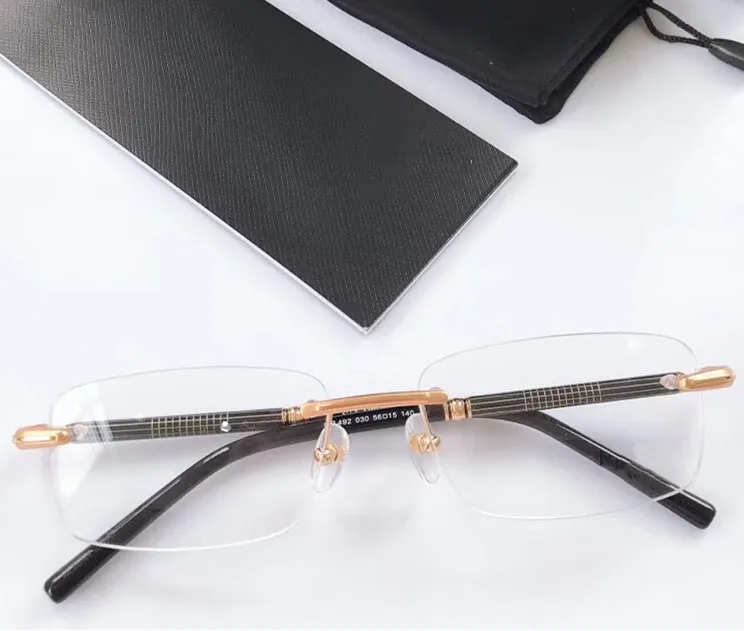 Erkekler iş rimless optik gözlük çerçeveleri marka tasarımcısı kare erkek gözlük çerçevesi reçeteli lens için manzara çerçeveleri mb492 miyopi gözlükler kutu