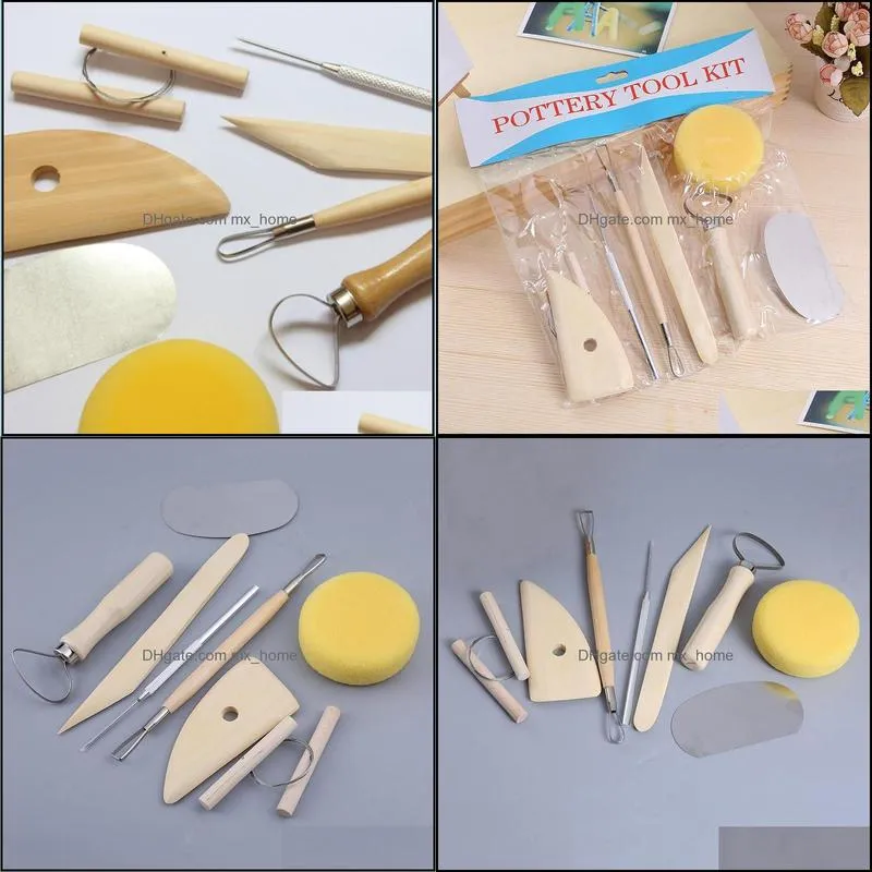 Ceramics Clay Sculpture Modelling Kit Wooden Handle Pottery Tools Set Stainless Steel Pottery