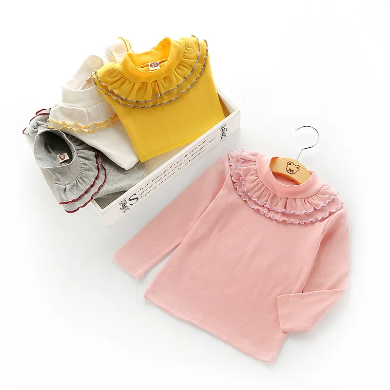 Девочки мода T Рубашки детская весенняя осенняя толстовка с длинным рукавом Дети хлопчатобу