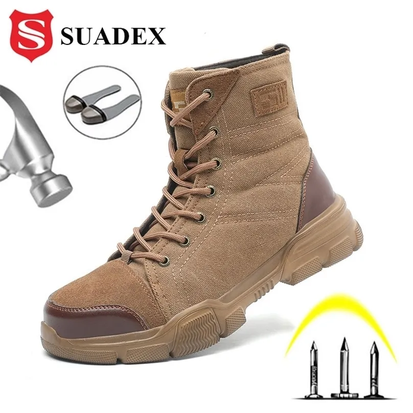 Botas de dedo do dedo da Suadex aço para homens trabalhos militares Sapatos indestrutíveis Desert Combat Segurança Exército 3648 220813