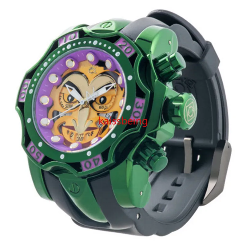 Des Luxury Brand Undefeated Reserve Venom DC Comics 조커 스테인레스 스틸 52mm 남성 쿼츠 시계 Reloj Hombres