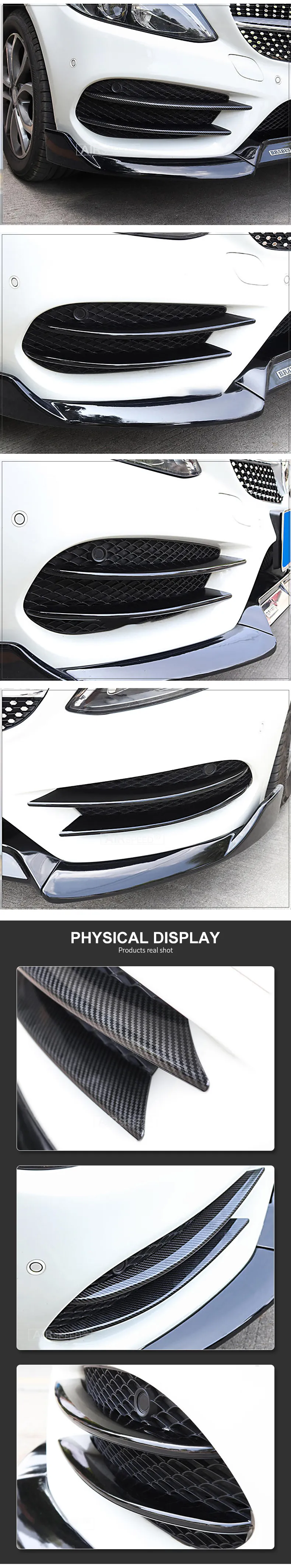 Car Carbon Fiber Pattern Front Bumper Lip ABS Splitter Spoiler For ...
