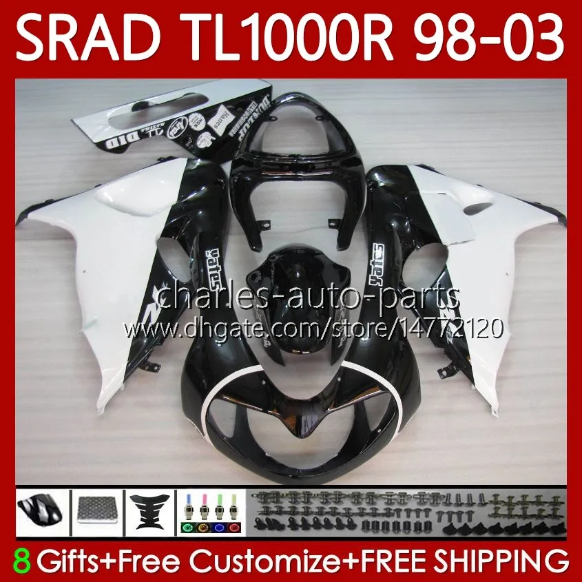 Suzuki White Black Srad TL1000R TL-1000R TL1000R 98 99 00 01 02 03 Bodywork 118no.96 TL 1000R 98-03 TL-1000 TL 1000 R 1998 1999 2000 2001 2002 2003 페어링 키트