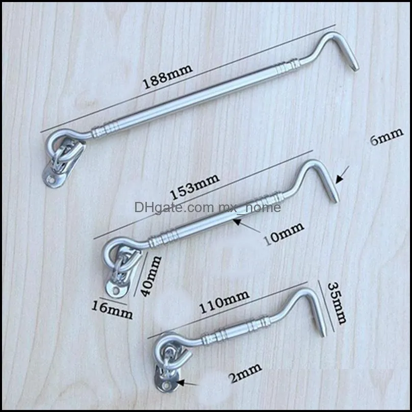 Cabin Hook Eye Latch Gate Door Swivel Window Stainless Steel with Mounting Screws door Locks Door Catch Holder