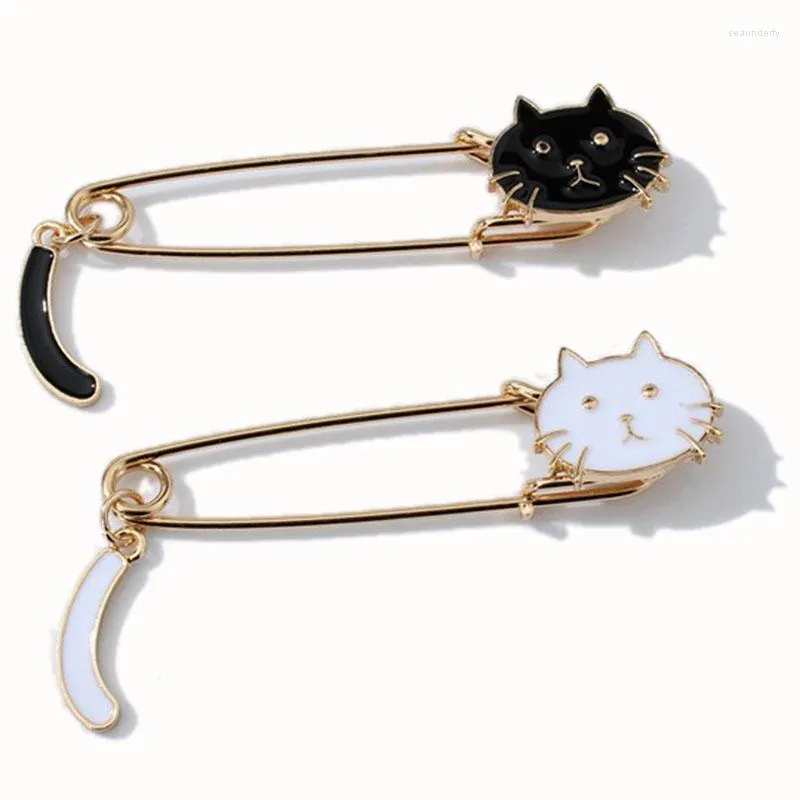 Pins Brooches Japanese Enamel Cute Kitten Wagging Tail Cartoon Brooch Animal Safey Pin Badge Jewelry Accessory Seau22