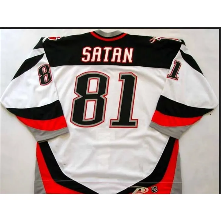 Chen37 Men Youth women Vintage hockey #81 Miroslav Satan 2002-03 Game Worn Hockeys Jersey Size S-4XL or custom any name numbe