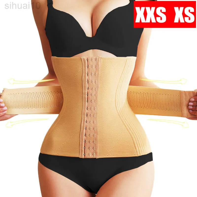 Xxs Xs Entrenador de cintura delgada Vestido de mujer Cinturón de modelado Cinturón moldeador de cuerpo Corsé de pérdida de peso 16 Huesos de acero Tummy Trimmer fajas L220802