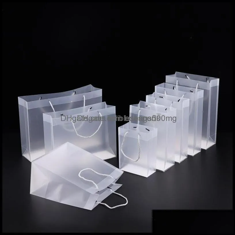 Event Festive Supplies Home & Garden8 Size Frosted Plastic Bags With Handles Waterproof Rransparent Pvc Bag Clear Handbag Party Favors