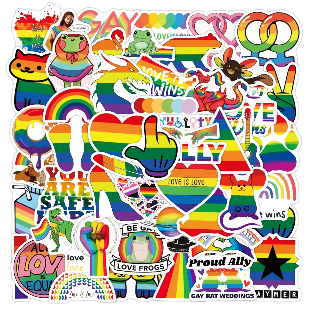 50Pcs Gay Pride Stickers LGBTQ Graffiti Kids Toy Skateboard auto Moto Bicicletta Decalcomanie all'ingrosso