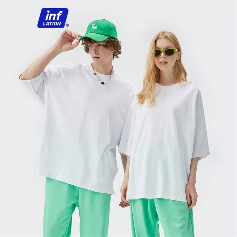 INFLATION Summer Short Sleeve Tees Unisex Casual Plain T-shirts 100% Cotton Oversized Tees Men Fashion Hip Hop T-Shirts 0057S21 220513