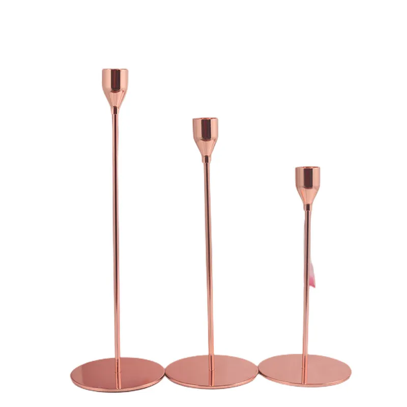 3pcs Conjunto de vetores de metal Titulares de ervas daninhas da mesa de jantar Decorações de casa Candlestick