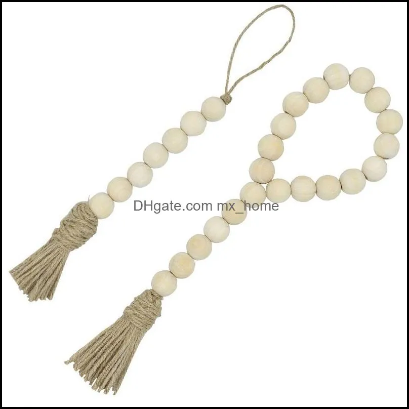 Natuurlijke houten kwast bead string ketting handgemaakte sieraden hout boerderij decoratie kralen met touw home decor m2175 drop levering 2021 acce