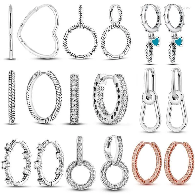 Hoop Huggie Trend Original Me Orecchino Argento 925 Cerchio rotondo Piuma Orecchini pendenti per le donne Moda Zircone CZ Orecchini GioielliHoop Dale2