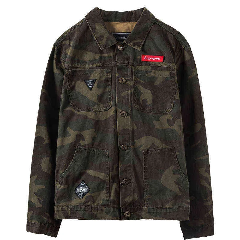 Großhandel 2022 Teenager Männer Japanische Arbeitskleidung Jacke Koreanische Camoflage Lose Jugend Schwarz Denim Jacke Männer Casual Top Kleidung T220816