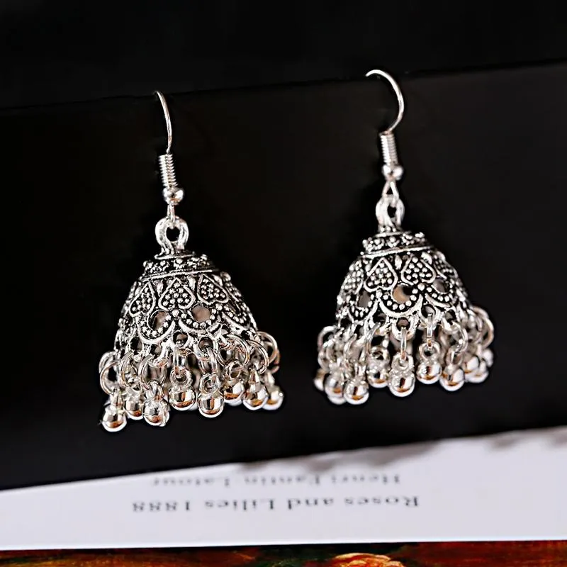 ダングルシャンデリアトップハンキスライバーカラーアンティークエスニックインドjhumka jhumki womens earrings bohemian water drop