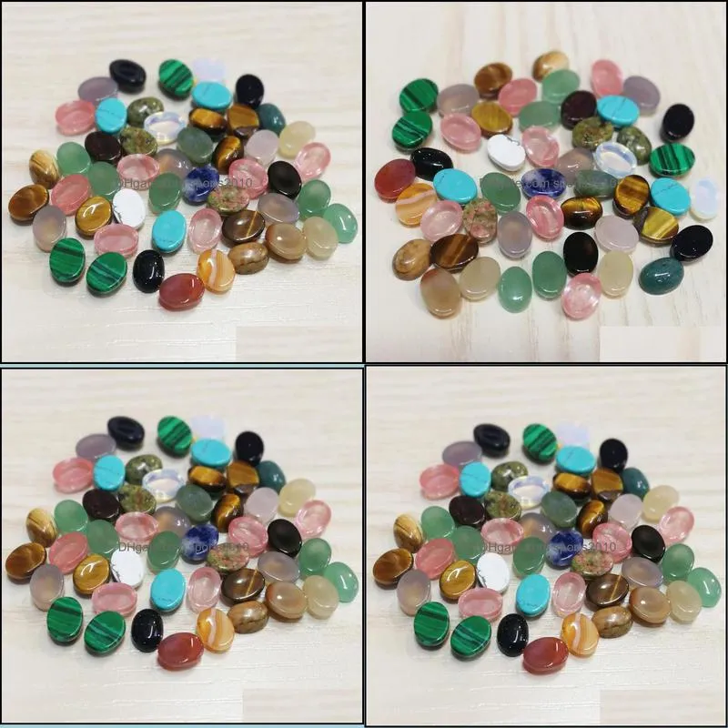 6x8mm natural stone oval cabochon loose beads rose quartz turquoise stones face for reiki healing crystal ornaments sports2010