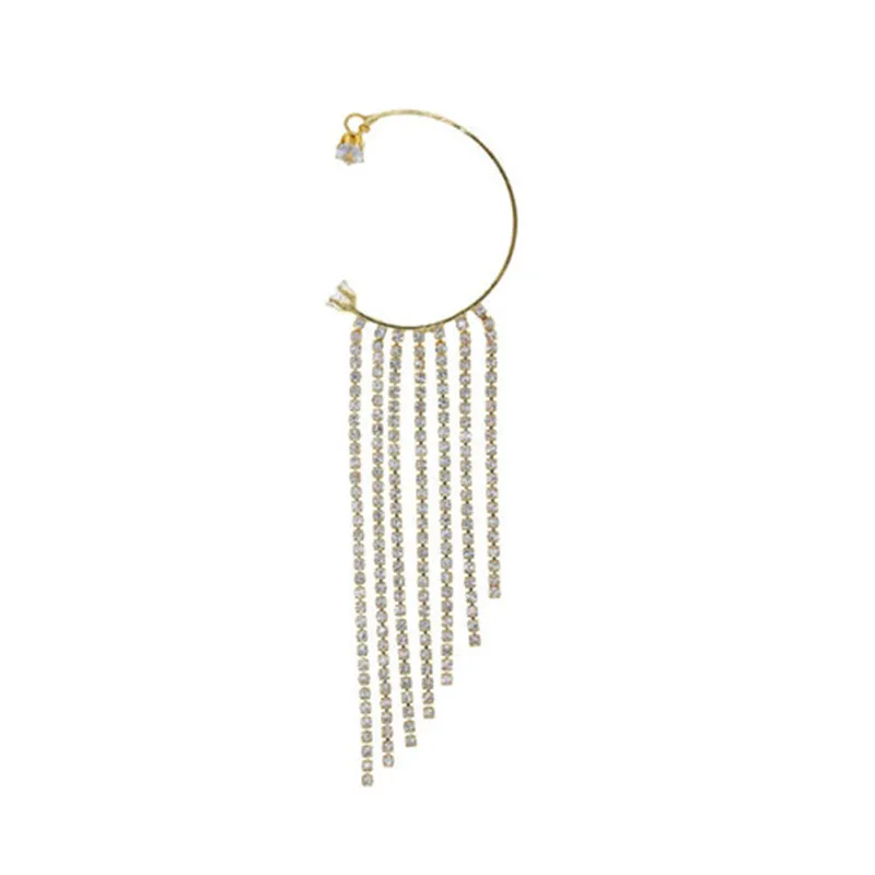 Fashion Crystal Butterfly Tassel Ear Cuff Earrings for Women Gold Silver Color No Pierced Ear Clip Hook Party Jewelry gift