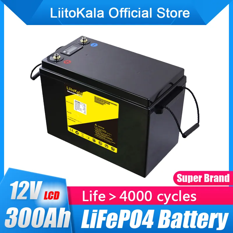 Liitokala 100% Marca 12V 300AH 280AH 200AH Lifepo4 Bateria com 150A BMS 12.8V Bateria para E-scooter RV Solar Servidor Sistema