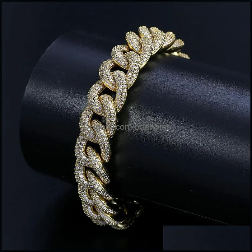 cuba bracelet best quality hip-hop bracelet full diamond bracelet micro cubic zirconia men jewelry copper plating18k gold fashion